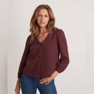 Marine Layer Colette Doublecloth Top in Maroon | XS